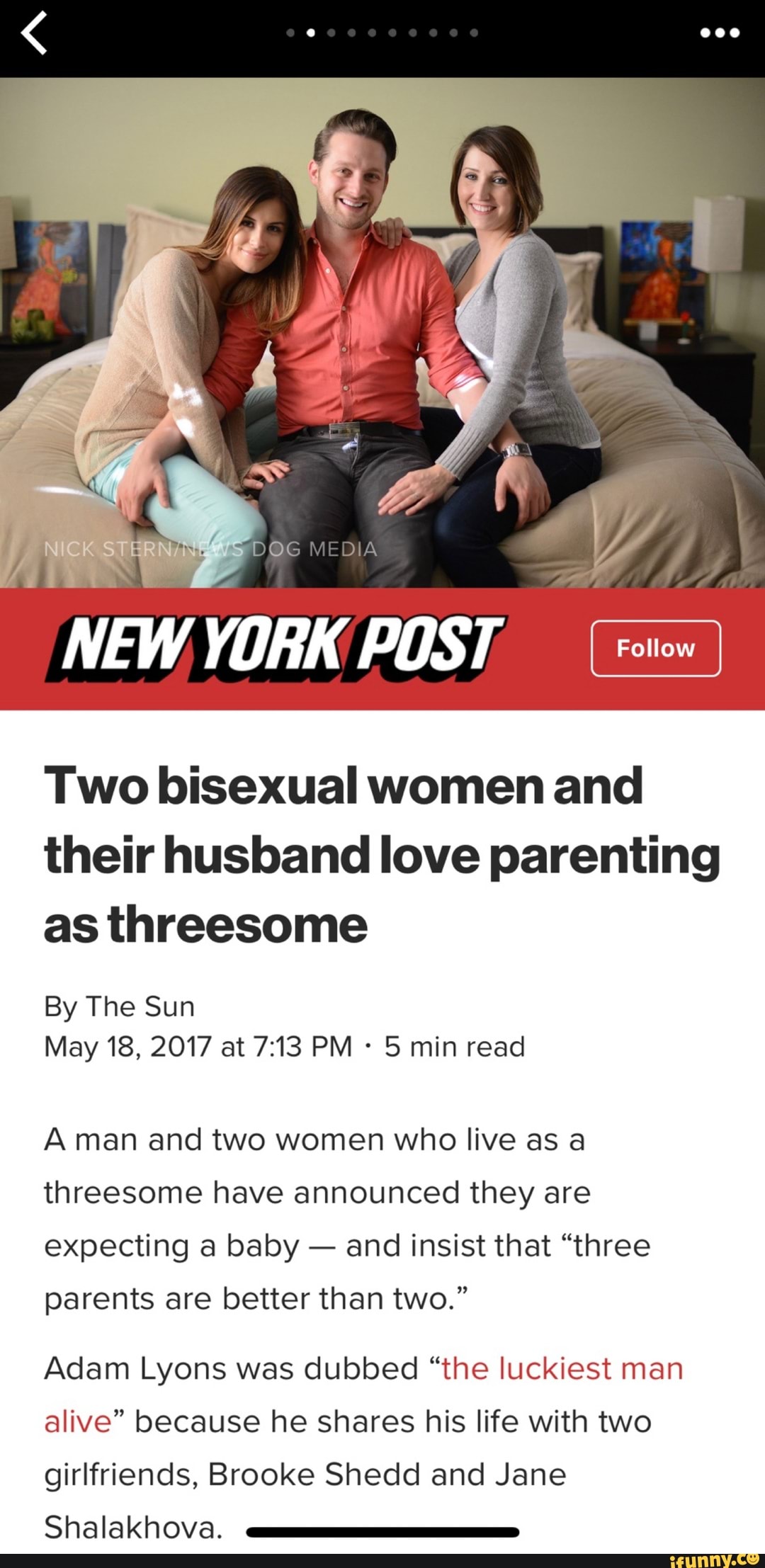 Two bisexual women and their husband love parenting as threesome By The Sun  May 18, 2017