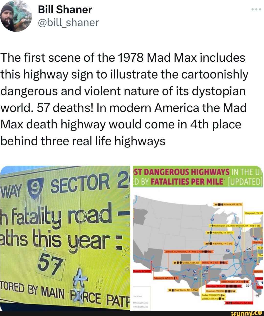 Bill Shaner bi The first scene of the 1978 Mad Max includes this