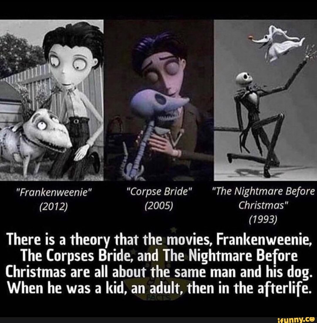 Frankenweenie Nightmare Before Christmas Corpse Bride Connection "Corpse Bride" "The Nightmare Before Christmas" Cf "Frankenweenie