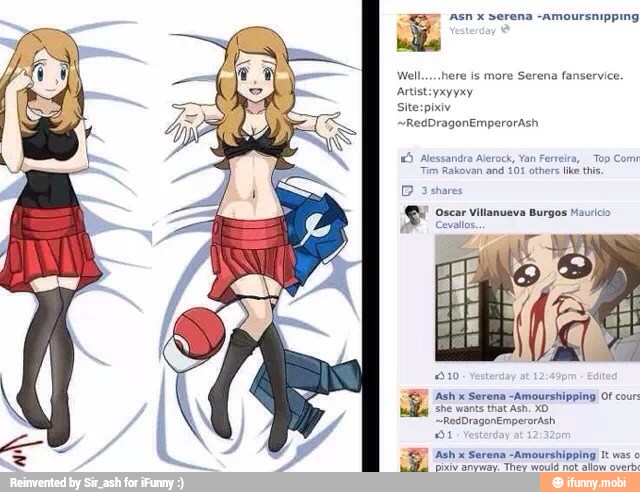E 'Asn x serena -amoursnipping
Well.....here is more Serena fanservice.
Artist:yxyyxy
Site:pixiv
E) Alessandra Alerock, Yan Ferreira, Top Com
Tim others like this.
D
3 shares:
Ss Oscar Villanueva Burgos Mauricio
10
[Ash x Serena -Amourshipping Of cour
she wants that Ash. XD
o
7 [Ash x Serena Amourshipping) It was o