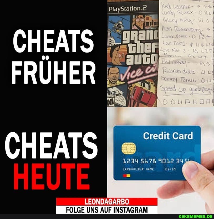 PlayStation.
CHEATS FRUHER
Credit Card
CHEATS
3234 5674 34
CaRDMOLIER Mane
LEONDAGARBO
