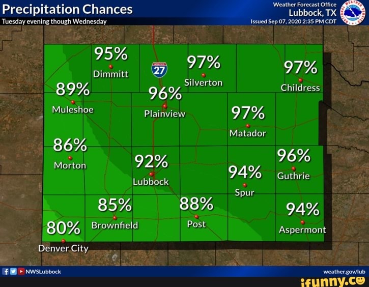 Precipitation Chances Tuesday evening though Wednesday 95 97 8 9 96