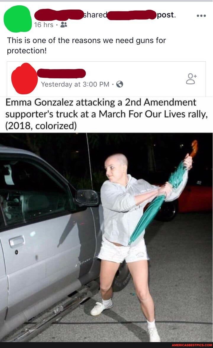16 hrs &
This is one of the reasons we need guns for protection!
Yesterday at PM @
Emma Gonzalez attacking a Amendment supporter's truck at a March For Our Lives rally,
(2018, colorized)