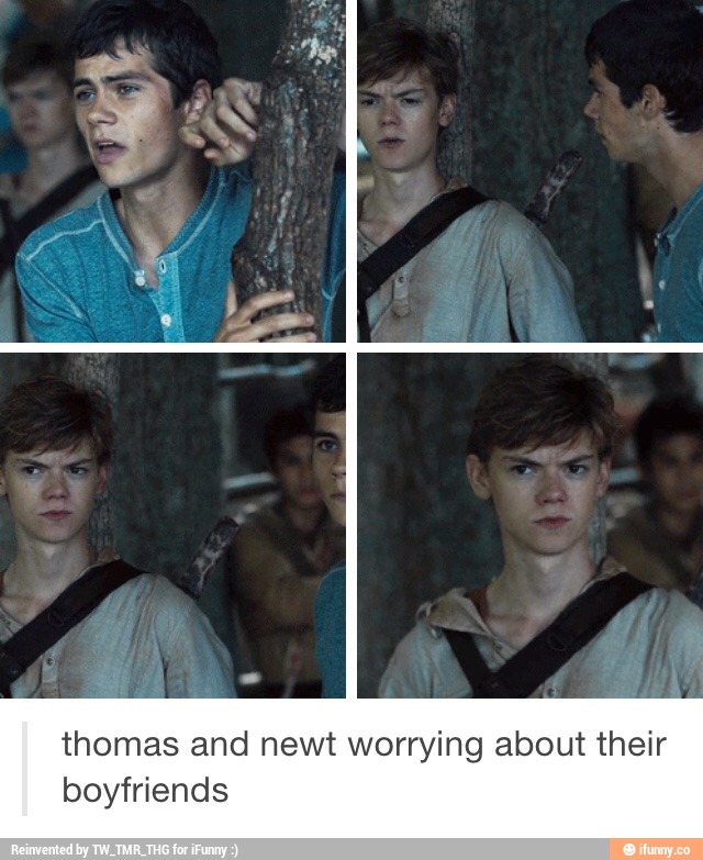 Thomas and newt worrying about their boyfriends - )