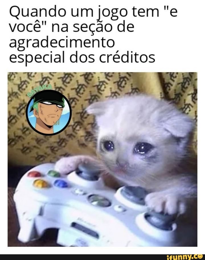 Quando um jogo tem "e você" na seção de agradecimento
especial dos créditos