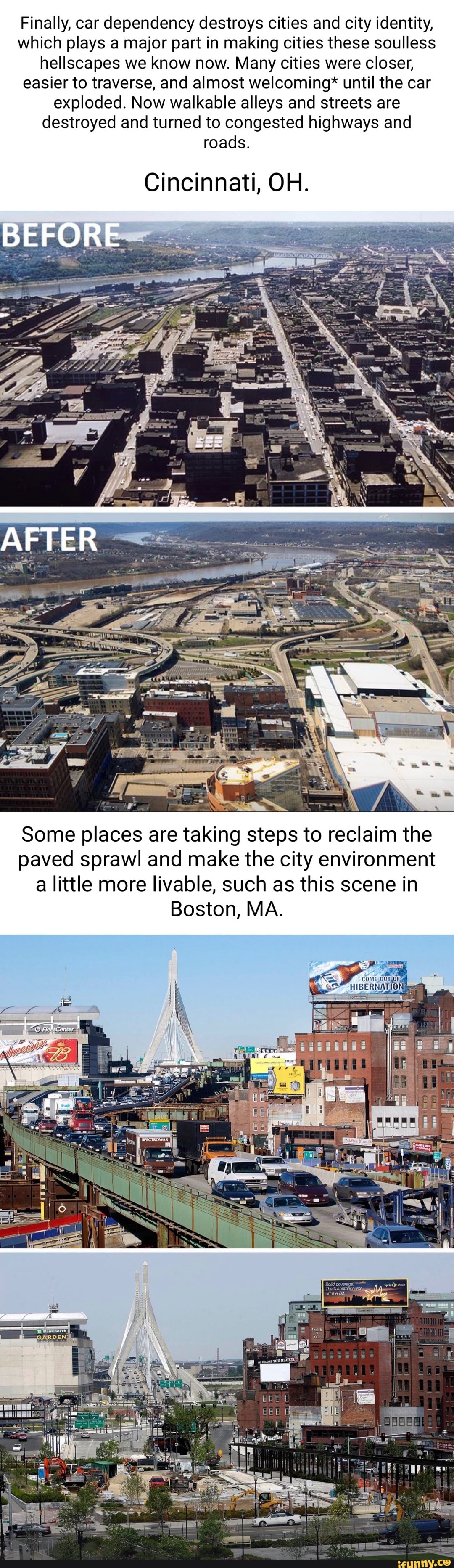 Finally, car dependency destroys cities and city identity, which plays ...