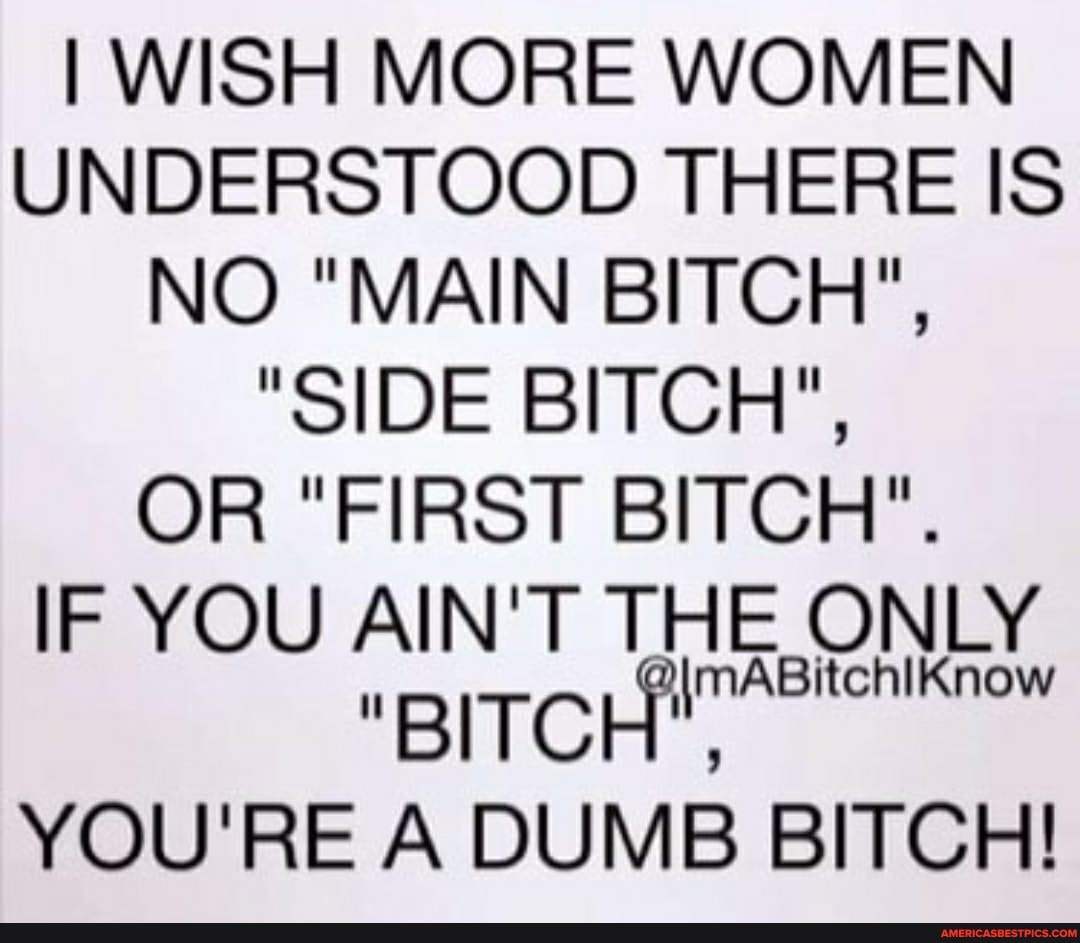 I WISH MORE WOMEN UNDERSTOOD THERE IS NO "MAIN BITCH",
"SIDE BITCH",
OR "FIRST BITCH".
IF YOU AIN'T THE ONLY
"BITC YOU'RE A DUMB BITCH!