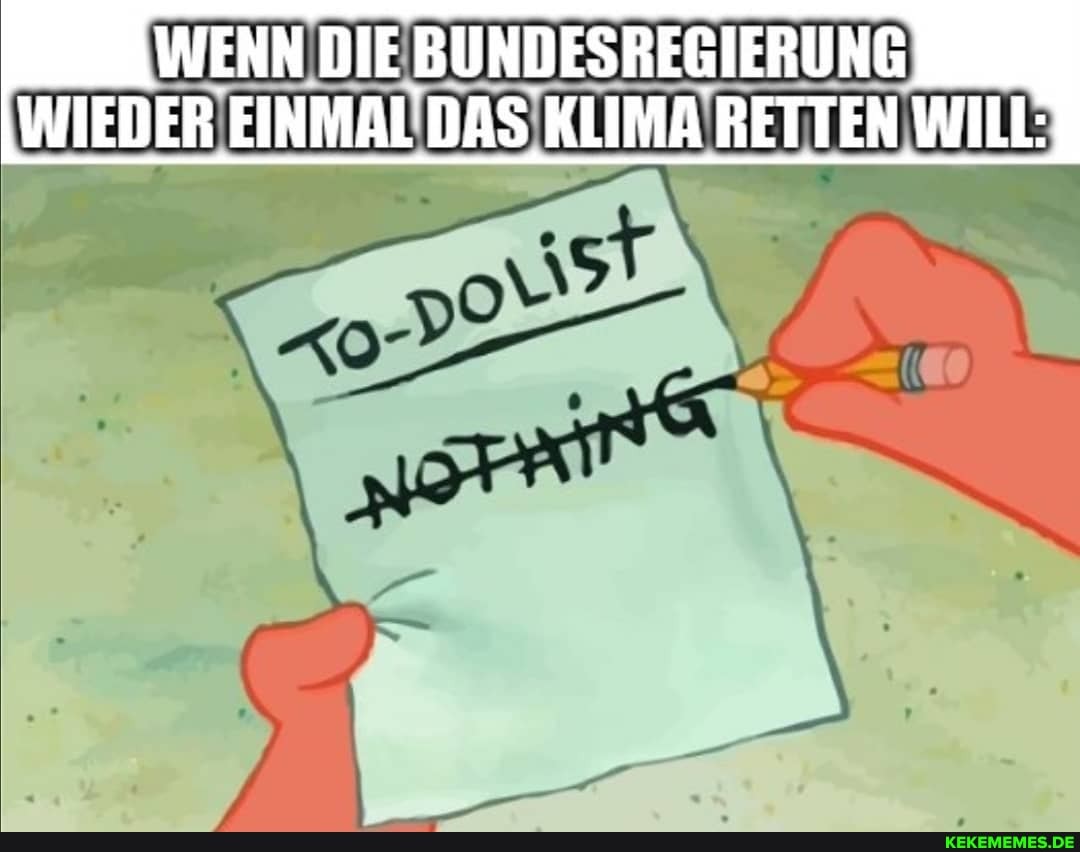WENN DIE BUNDESREGIERUNG WIEDER EINMAL DAS KLIMA RETTEN WILL: