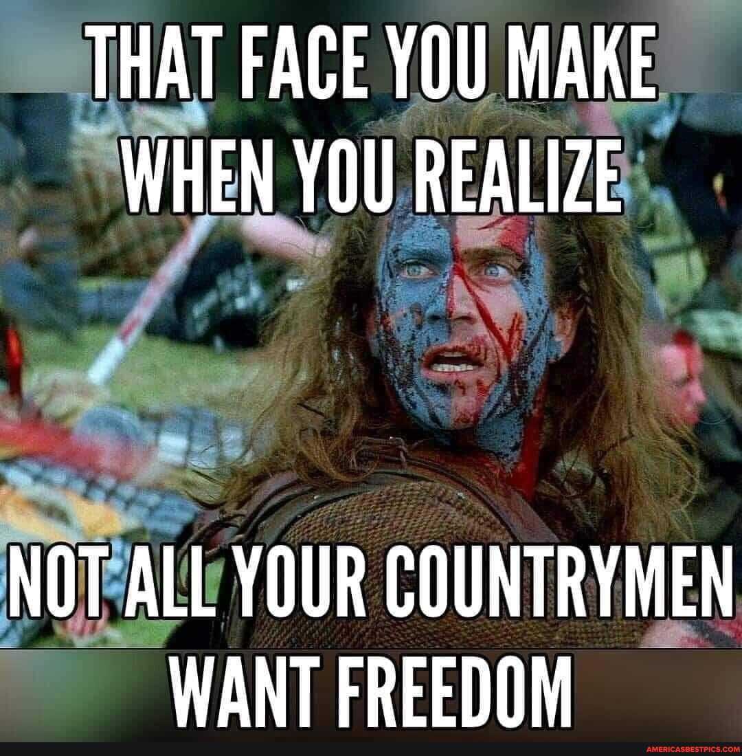 THAT FACE YOU MAKE WHEN YOU REALIZE
NOT ALL YOUR COUNTRYMEN WANT FREEDOM