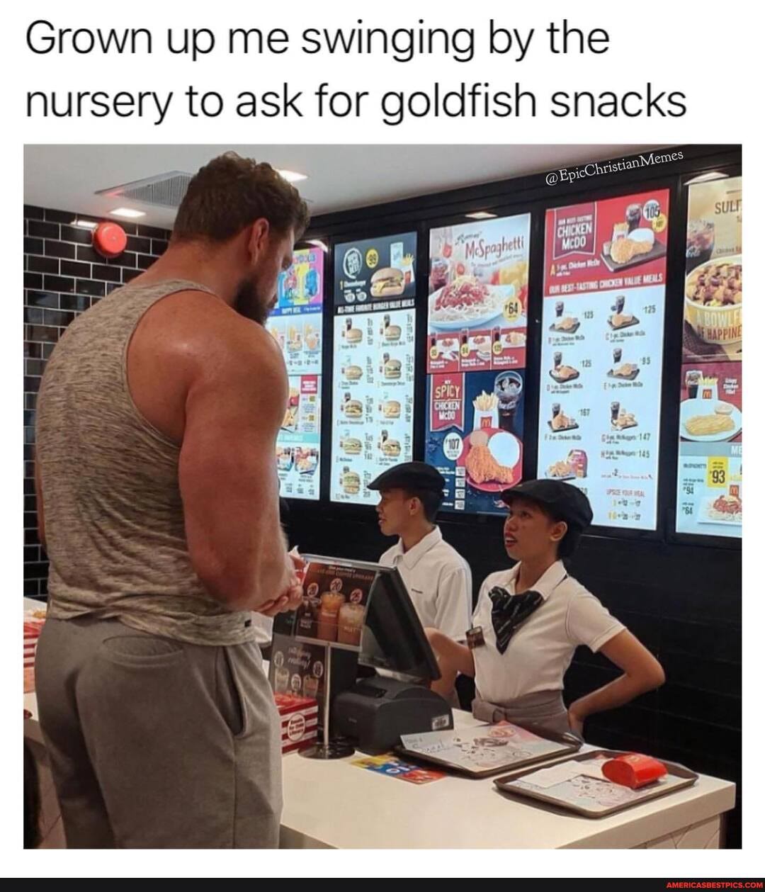 Grown up me swinging by the nursery to ask for goldfish snacks