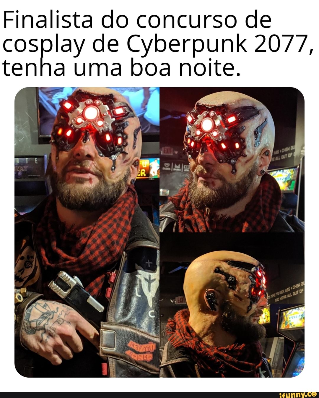 Finalista do concurso de cosplay de Cyberpunk 2077, tenha uma boa noite.