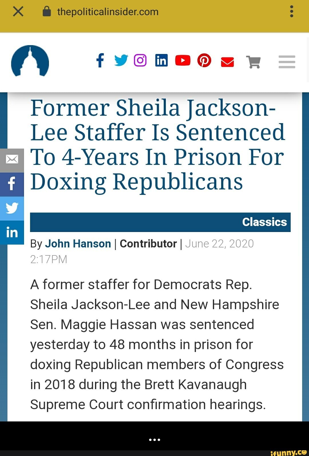 Former Sheila Jackson Lee Staffer Is Sentenced To 4 Years In Prison For Es Doxing Republicans 1126