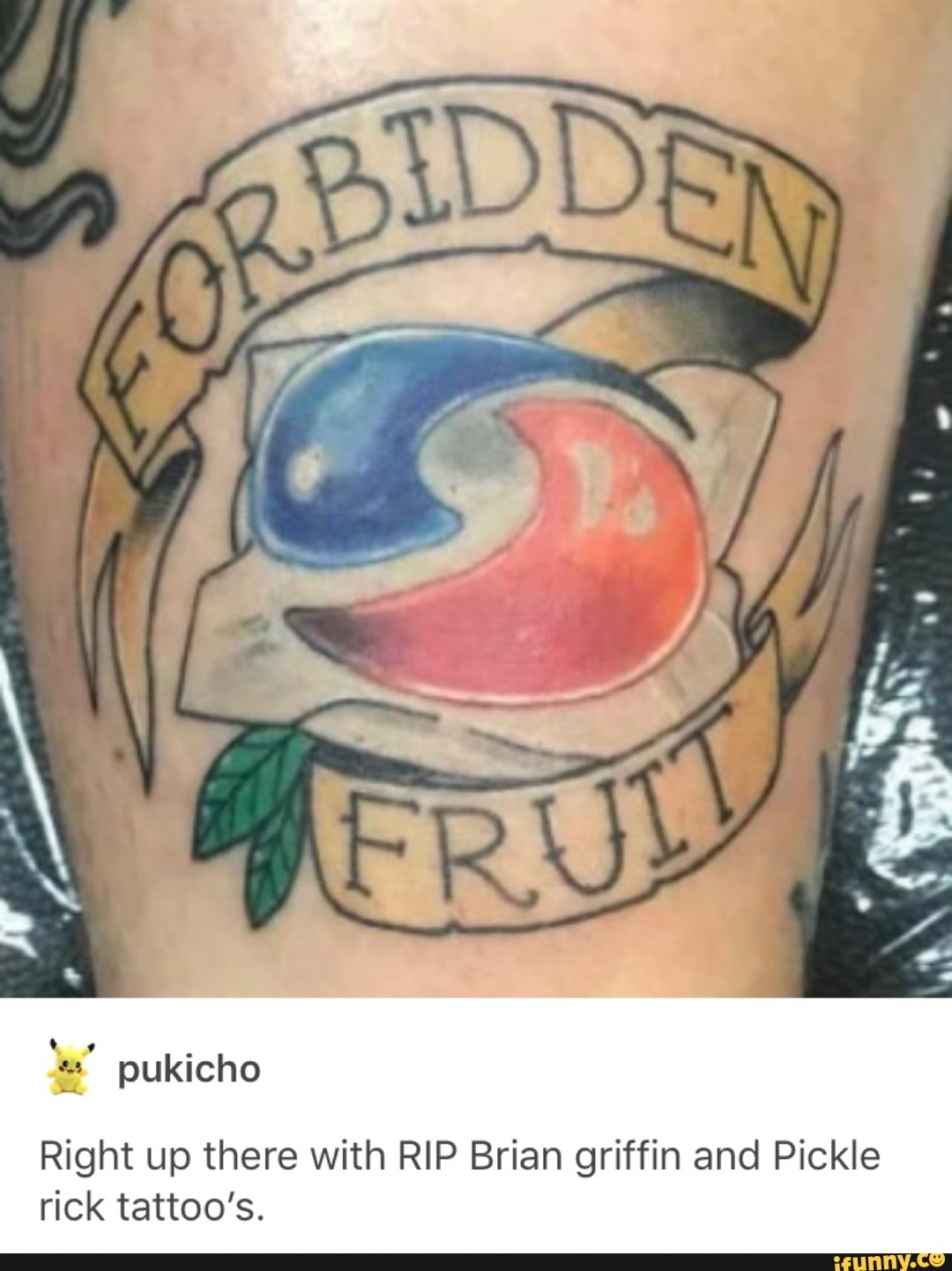 Right up there with RIP Brian griffin and Pickle rick tattoo’s. iFunny )