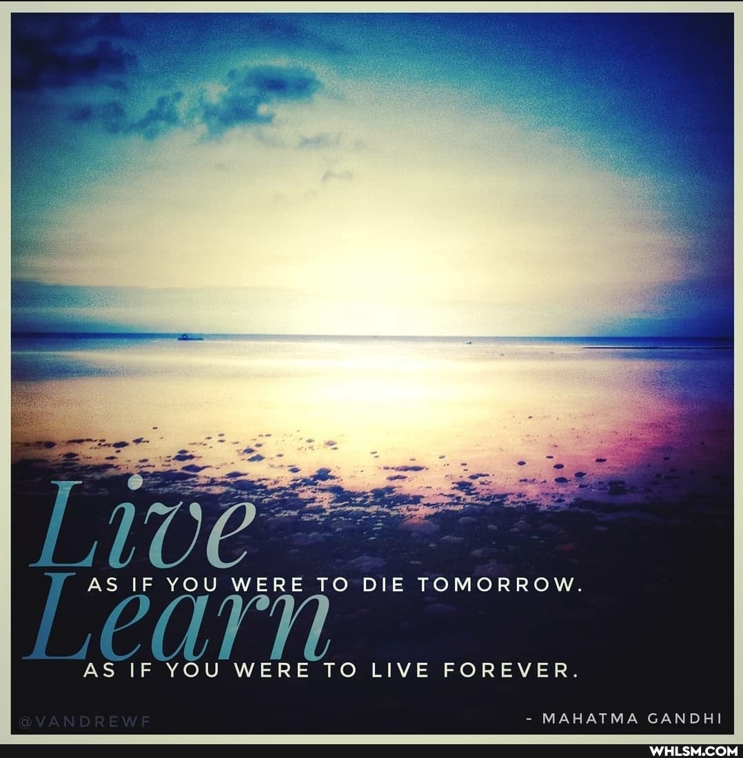 AS IF YOU WERE TO DIE TOMORROW.
if
AS IF YOU WERE TO LIVE FOREVER.
MAHATMA GANDHI