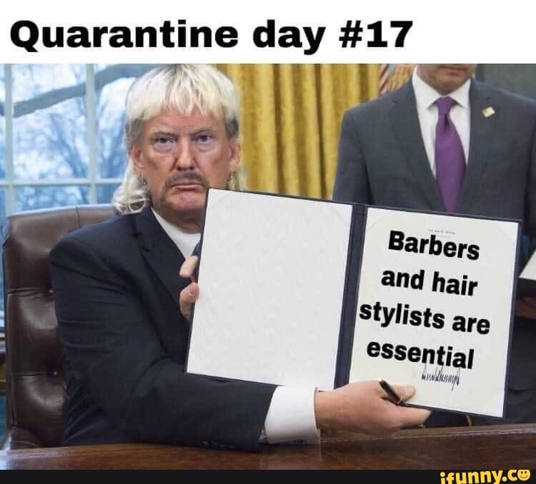 Quarantine day far
and hair
Stylists
are
essential
dello