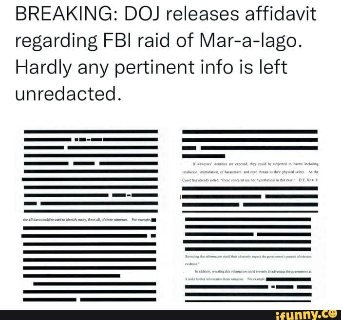 BREAKING: DOJ Releases Affidavit Regarding FBI Raid Of Mar-a-lago ...