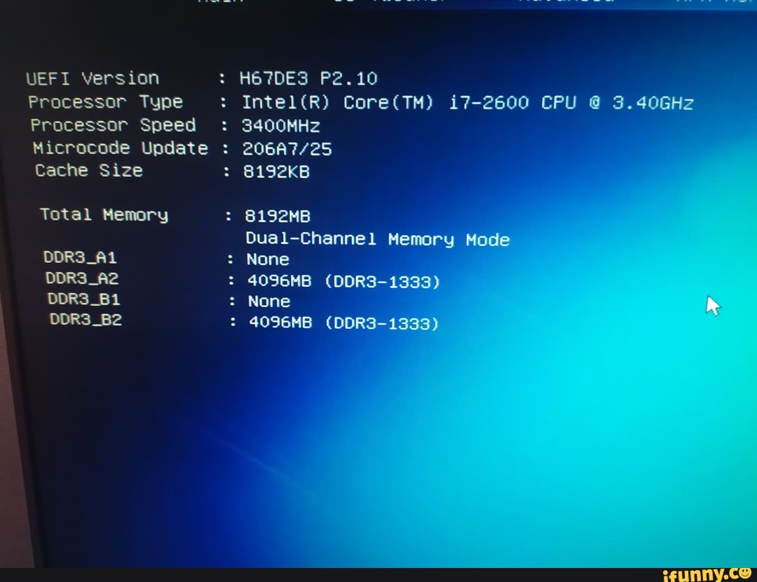 BIOS not detecting the RAM XD UEFI Version Processor Type Processor