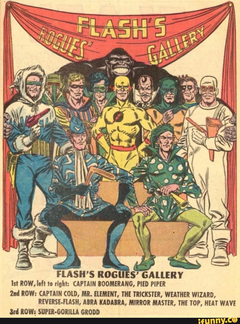 Flash S Rogues Gallery Ist Row Left To Right Captain Boomerang Pied Piper Row Captain Cold