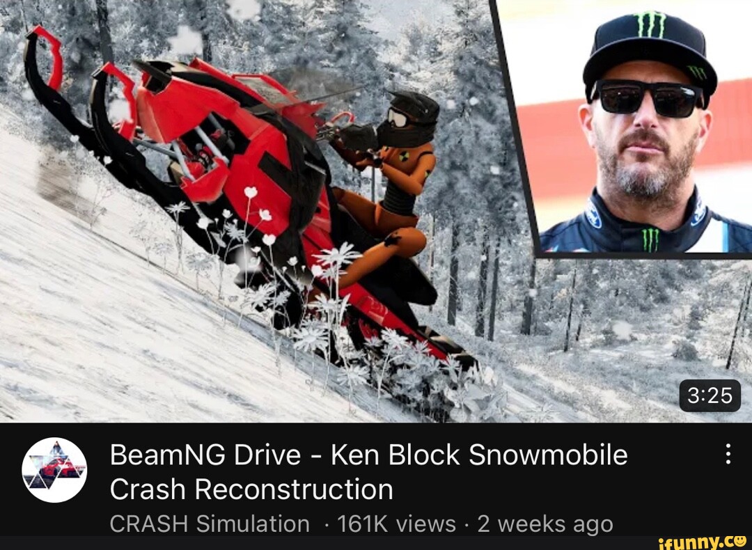 BeamNG Drive Ken Block Snowmobile Crash Reconstruction CRASH