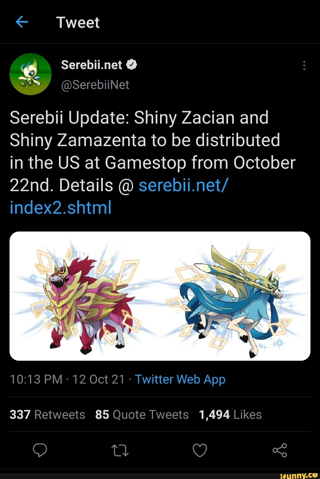 Shiny Zacian / Zamazenta up at GameStop for Pokemon Sword / Shield