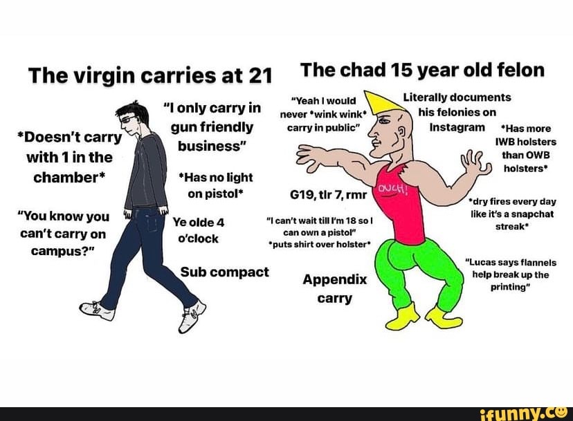 The virgin carries at 21 The chad 15 year old felon 