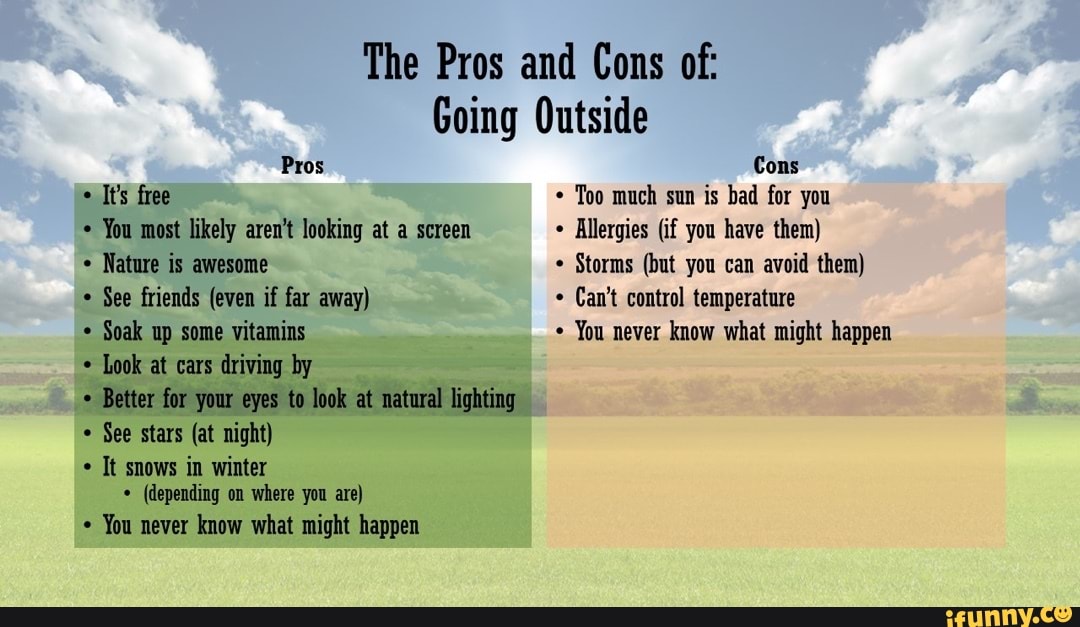 Outside перевод с английского на русский. Seasons Pros and cons. Pros and cons of Outdoor Sports. Popular memes Pros and cons of WFH.