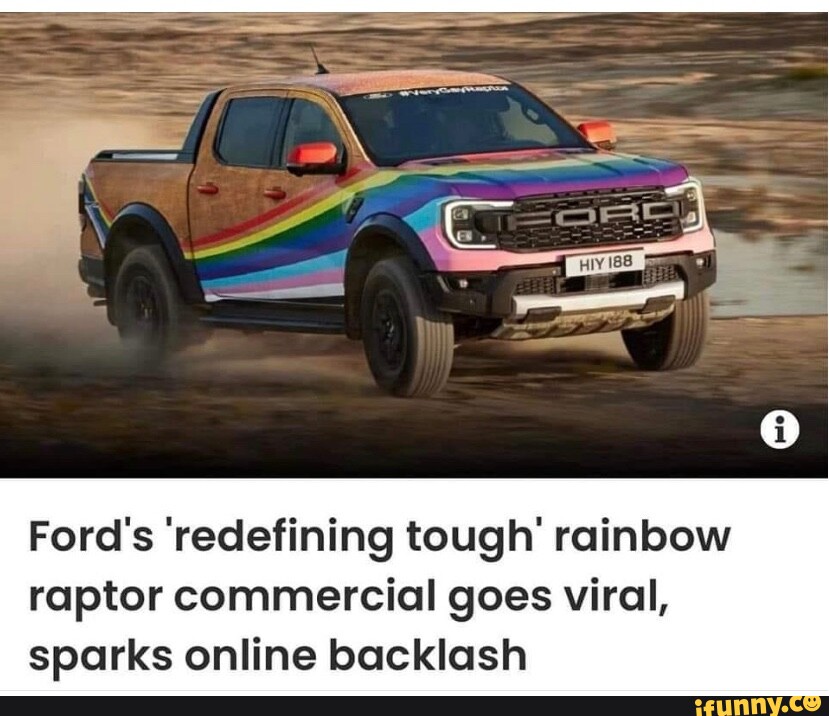 Ford's 'redefining tough' rainbow raptor commercial goes viral, sparks