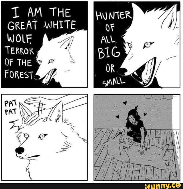 AM THE GREAT WHITE WOLE TERROR OF y A
. =