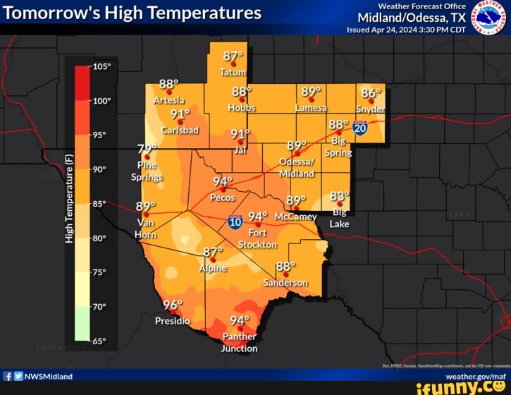 Weather Forecast Office Tomorrow's High Temperatures TX Issued Apr 24