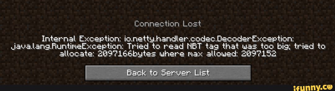 Ошибка майнкрафт internal exception io netty handler codec decoderexception the received