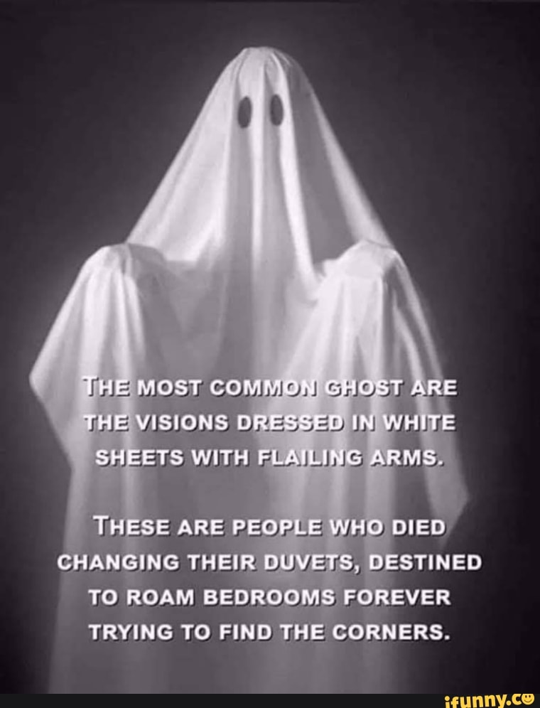 THE MOST COMMON GHOST ARE THE VISIONS DRESSED IN WHITE SHEETS WHI H ...