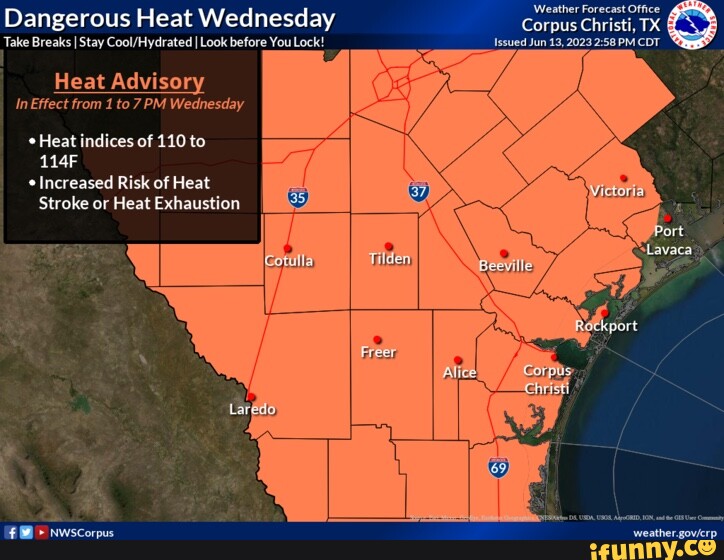 Weather Forecast Office Victoria Dangerous Heat Wednesday Corpus