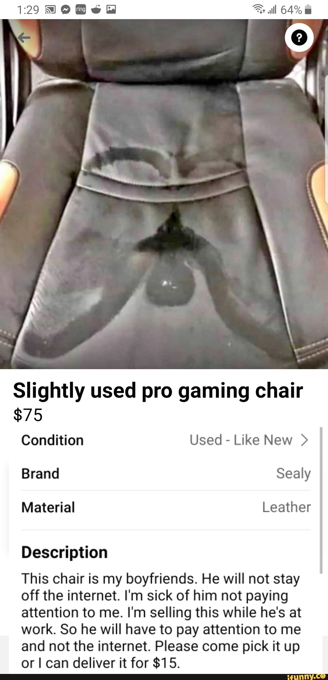 Slightly used pro gaming chair Condition Used Like New Material Leather