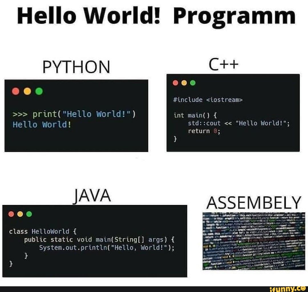 Hello World Programm PYTHON World Hello World include Int Main 