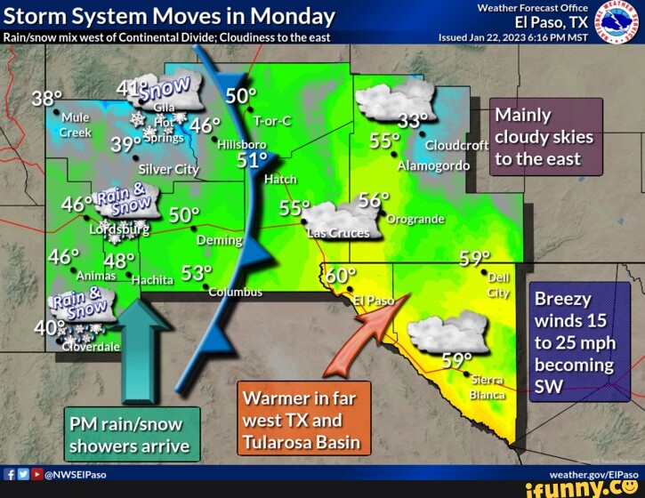 Weather Forecast Office Storm System Moves in Monday EI Paso, TX 50 mix