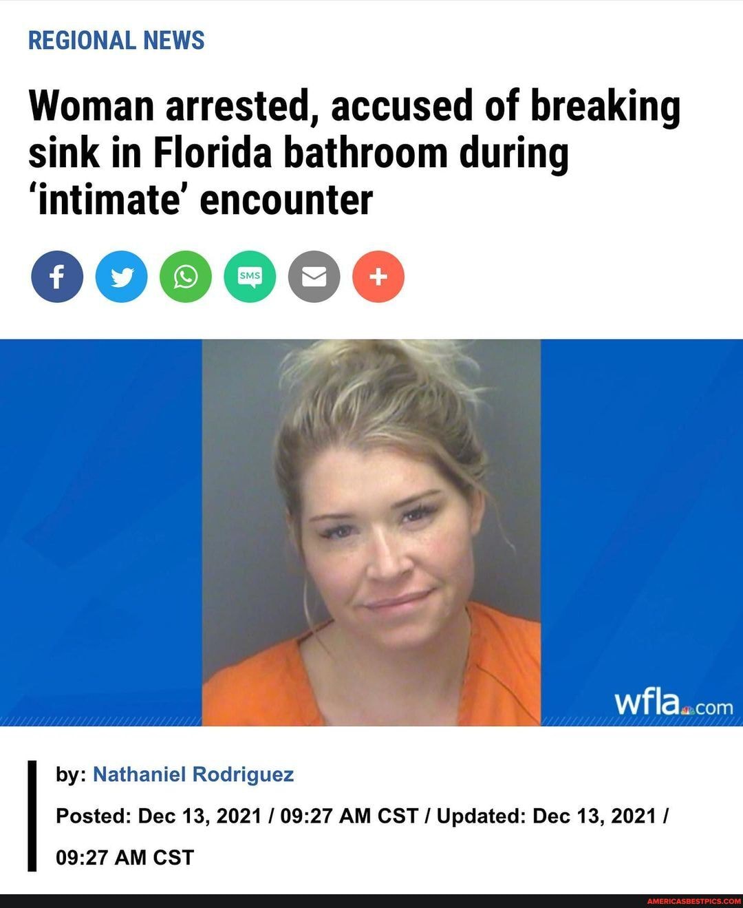 REGIONAL NEWS Woman arrested, accused of breaking sink in Florida