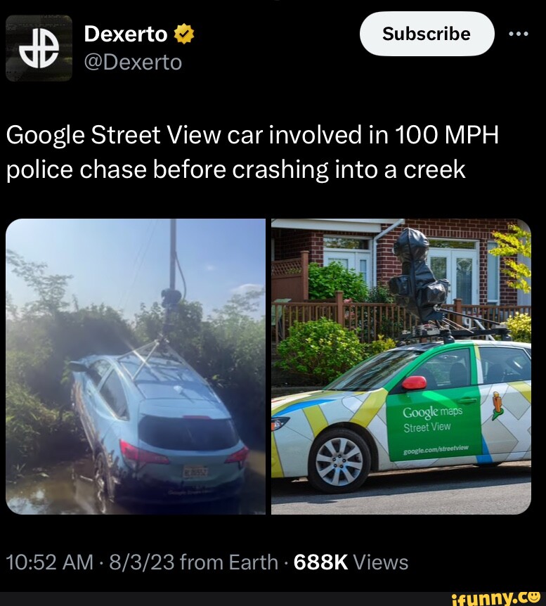 Dexerto Google Street View car involved in 100 MPH police chase before