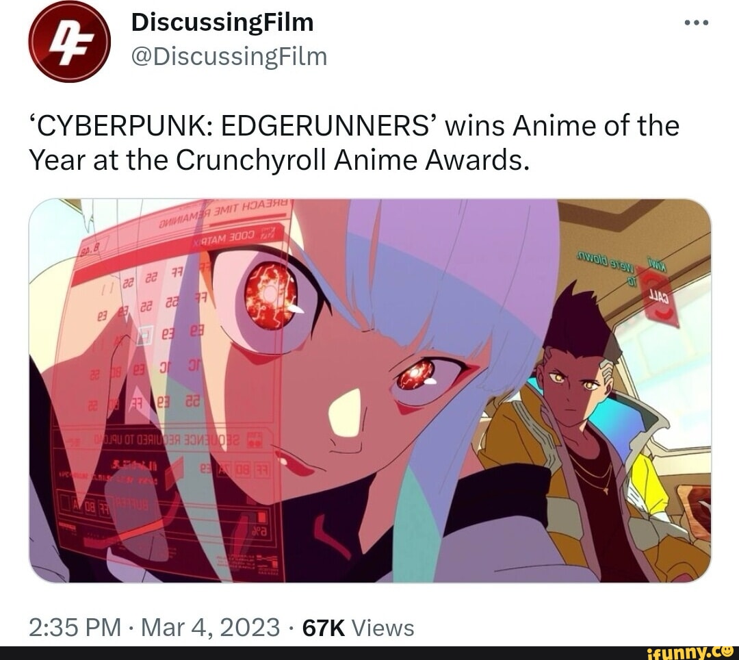 'CYBERPUNK: EDGERUNNERS' Wins Anime Of The Year At The I Anime Awards ...