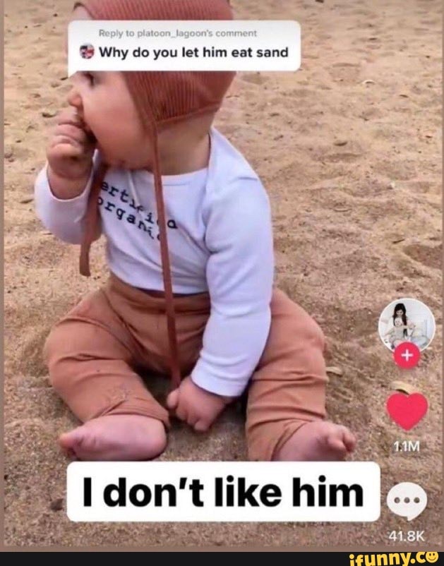 Why do you let him eat sand don't like him iFunny
