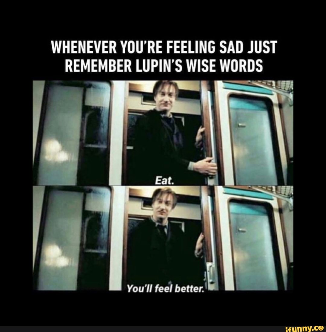 WHENEVER YOU'RE FEELING SAD JUST REMEMBER LUPIN'S WISE WORDS
You'll feel better.'
