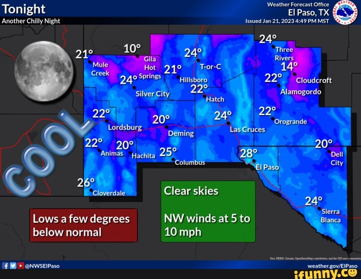 Tonight Another Chilly Night Mule Creek Weather Forecast Office El Paso, TX Issued Jan 21,2023