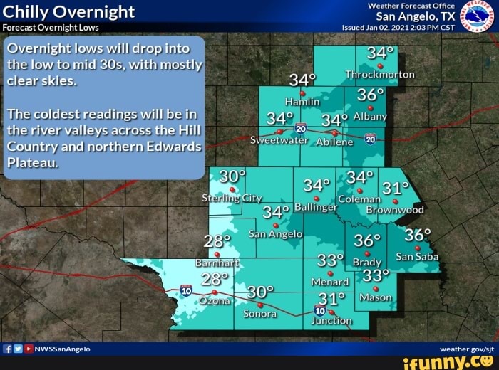 Weather Forecast Office Chilly Overnight San Angelo, TX 34 36 Forecast ...