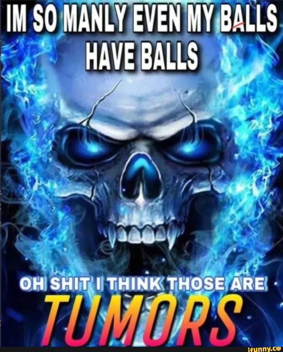 IM SO MANLY EVEN MY BALLS HAVE BALLS OH SHIT I THINK THOSE ARE iFunny