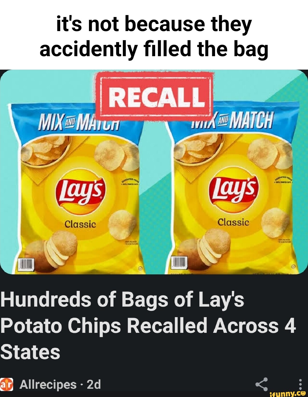 It's not because they accidently filled the bag RECALL MACH I Hundreds