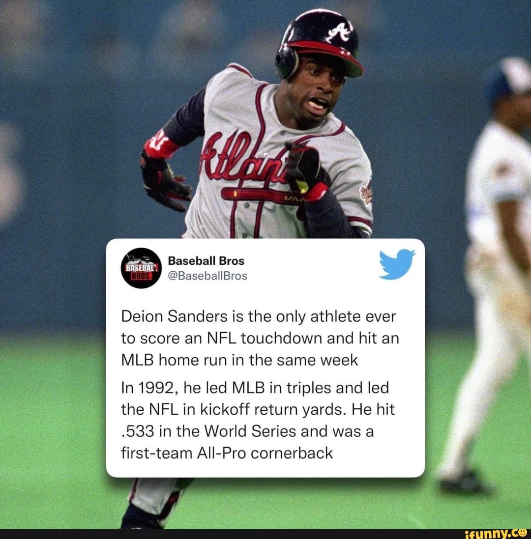 Bleacher Report - Deion Sanders is the only athlete ever to score an NFL  touchdown and hit an MLB home run in the same week 30 years ago today:  3-for-5 with HR