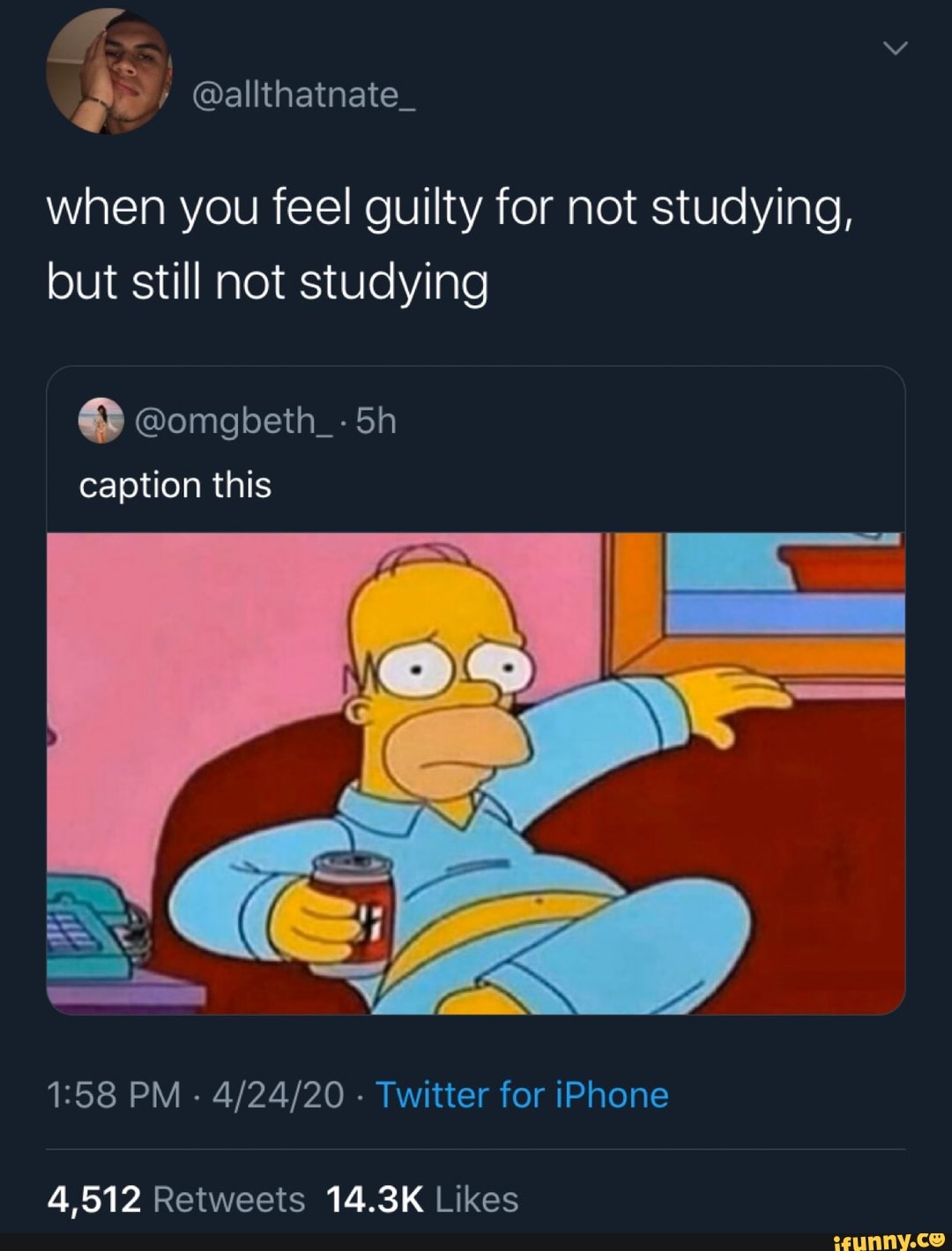 when you feel guilty for not studying,
but still not studying
caption this