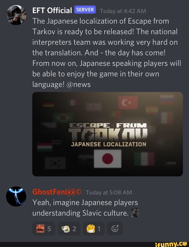 Eft Official Server G The Japanese Localization Of Escape From Tarkov Is Ready To Be Released