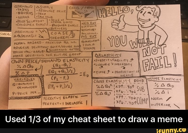 Used 1/3 of my cheat sheet to draw a meme - Used 1/3 of my cheat sheet ...