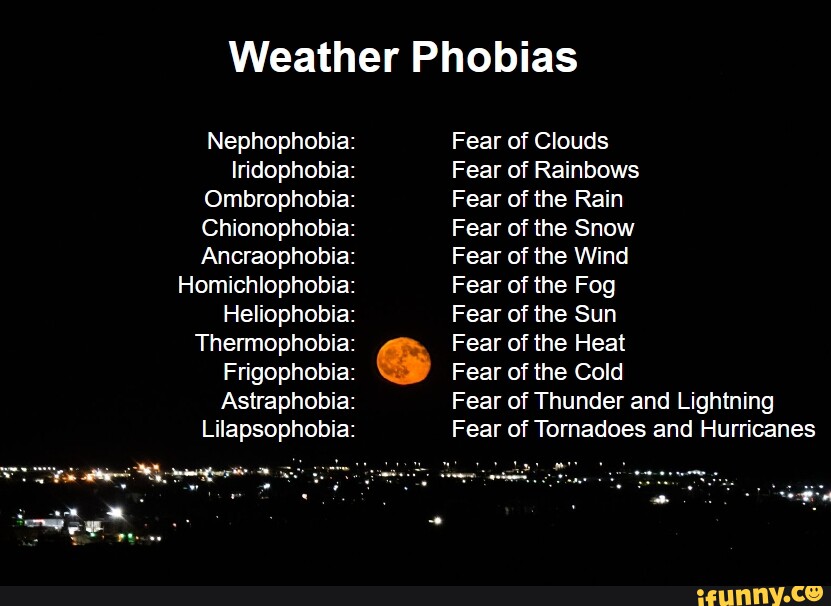 Weather Phobias Nephophobia Fear of Clouds Iridophobia Fear of