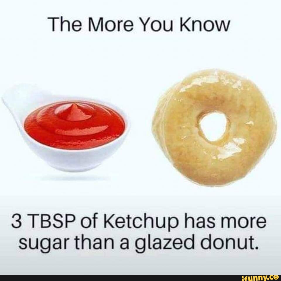 The More You Know 3 TBSP of Ketchup has more sugar than a glazed donut